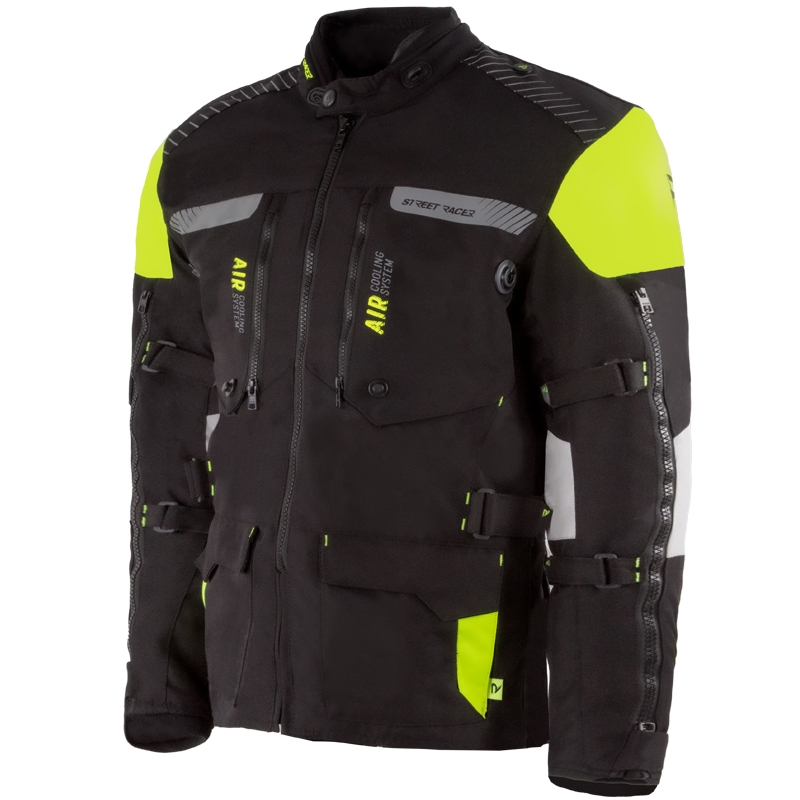 Motorradjacke Street Racer All Season Schwarz-Fluo Gelb