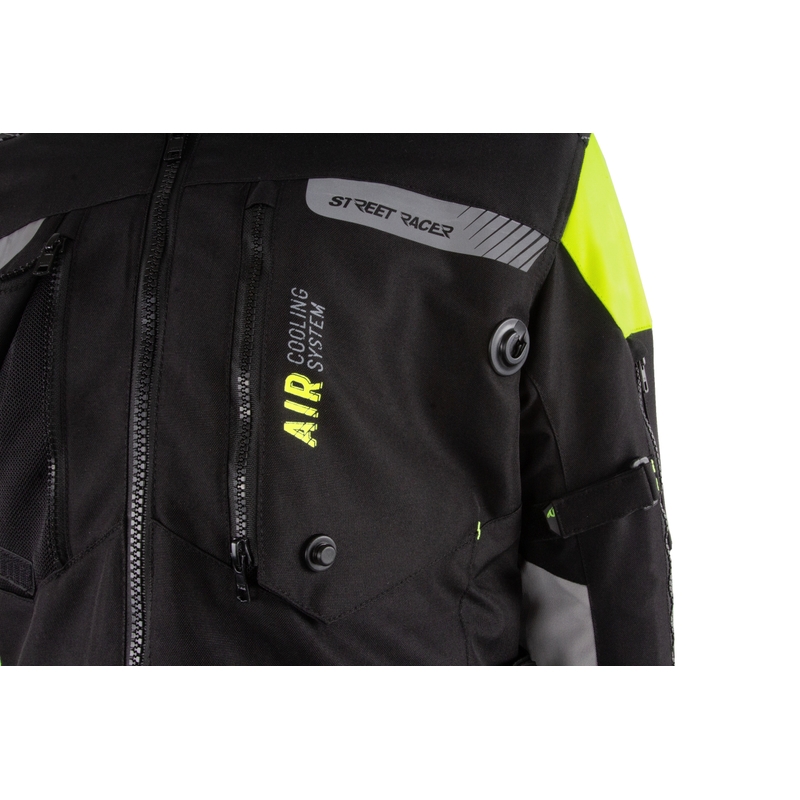 Motorradjacke Street Racer All Season Schwarz-Fluo Gelb