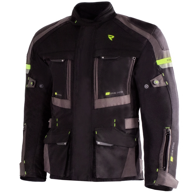 Motorradjacke Street Racer Rocket schwarz-grau-fluoreszierend gelb