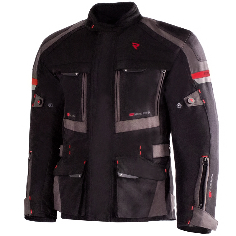 Street Racer Rocket Motorradjacke schwarz-grau-rot