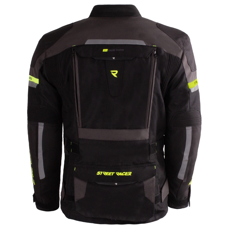 Motorradjacke Street Racer Rocket schwarz-grau-fluoreszierend gelb