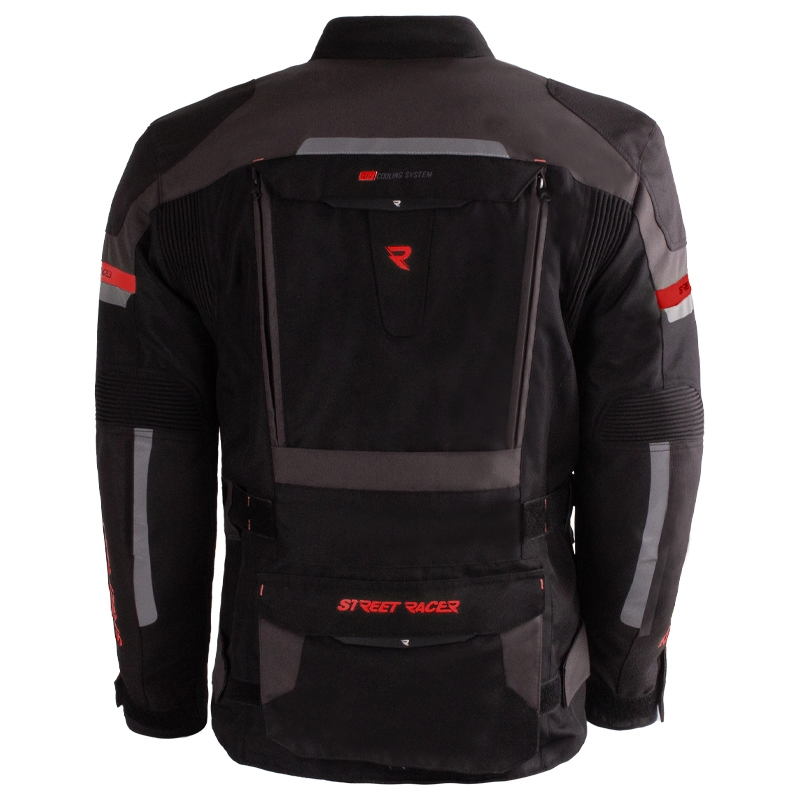 Street Racer Rocket Motorradjacke schwarz-grau-rot