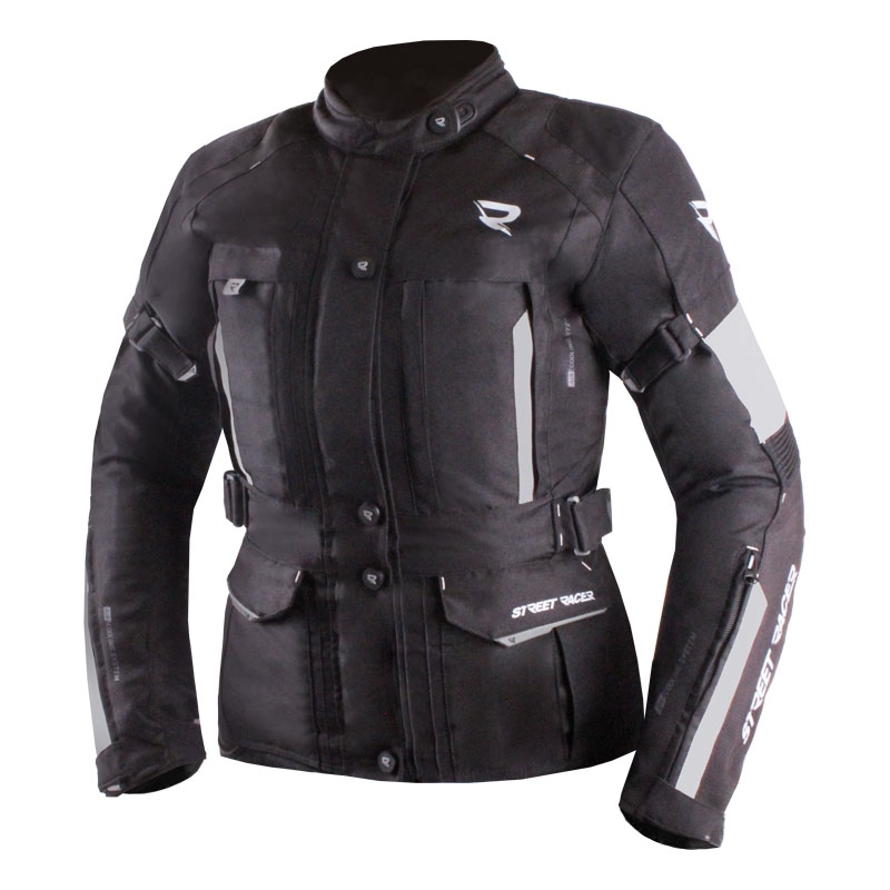 Damen-Motorradjacke Street Racer Hilax schwarz-grau