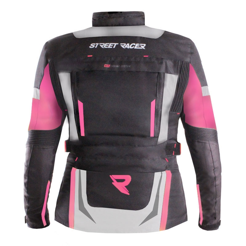 Damen Motorradjacke Street Racer Hilax schwarz-grau-pink