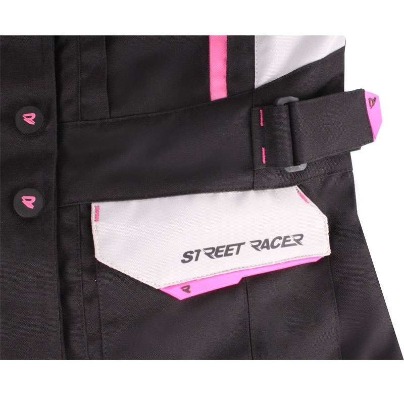 Damen Motorradjacke Street Racer Hilax schwarz-grau-pink