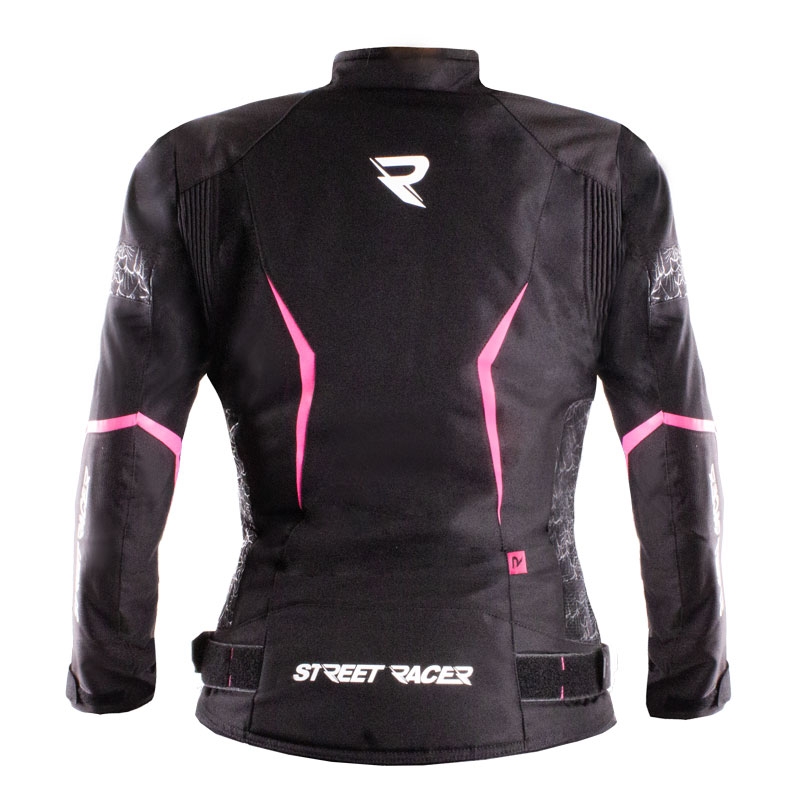 Damen-Motorradjacke Street Racer Rose schwarz-rosa