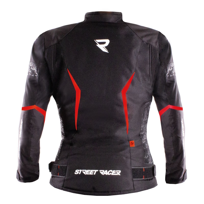 Damen-Motorradjacke Street Racer Rose schwarz-rot