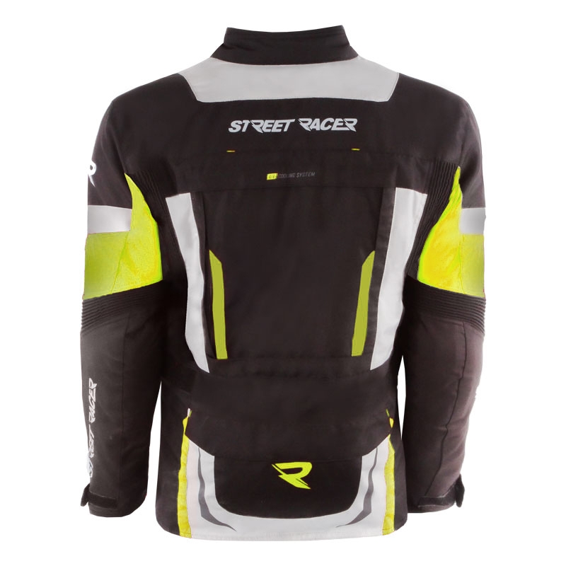 Motorradjacke Street Racer Hilax schwarz-grau-fluogelb