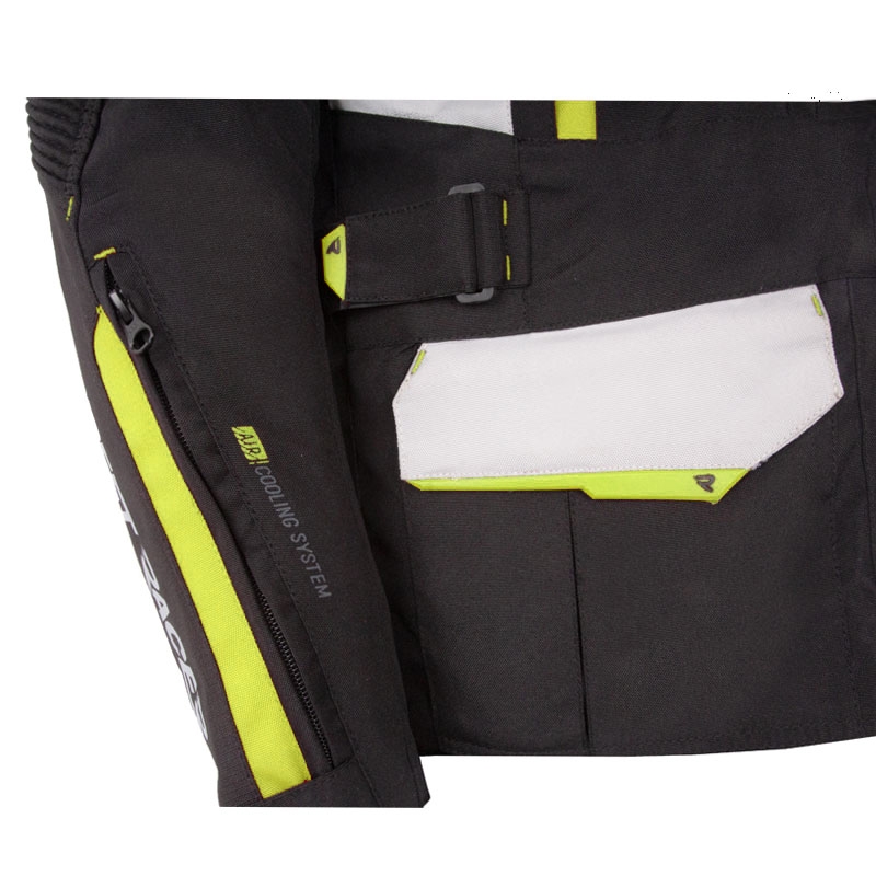 Motorradjacke Street Racer Hilax schwarz-grau-fluogelb