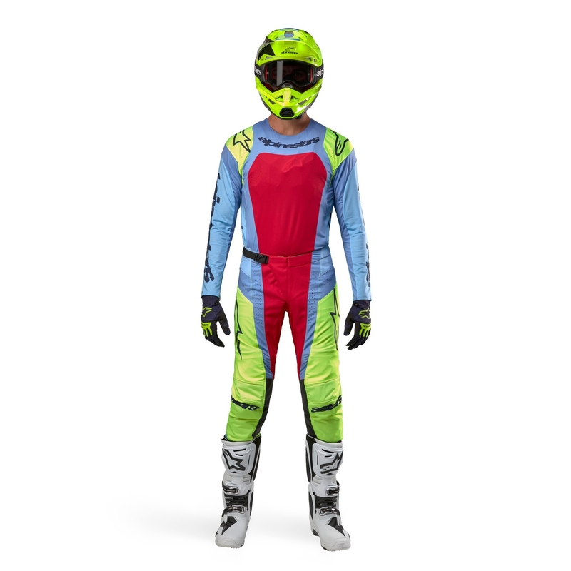 Alpinestars Techstar Ocuri Motocrosshose hellblau-fluogelb-rot
