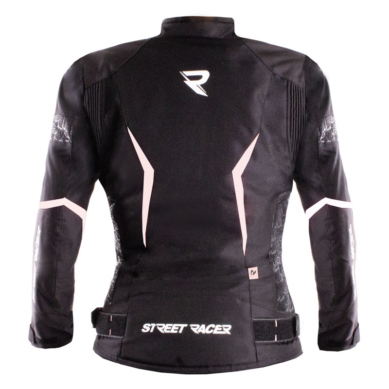 Damen-Motorradjacke Street Racer Rose schwarz-weiß