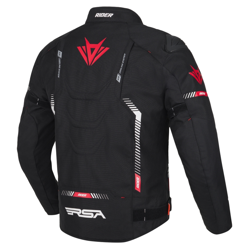Motorradjacke RSA Rider schwarz-weiß-rot