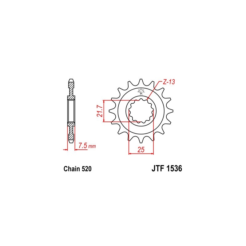 Ritzel JT 16T, 520 rubber cushioned