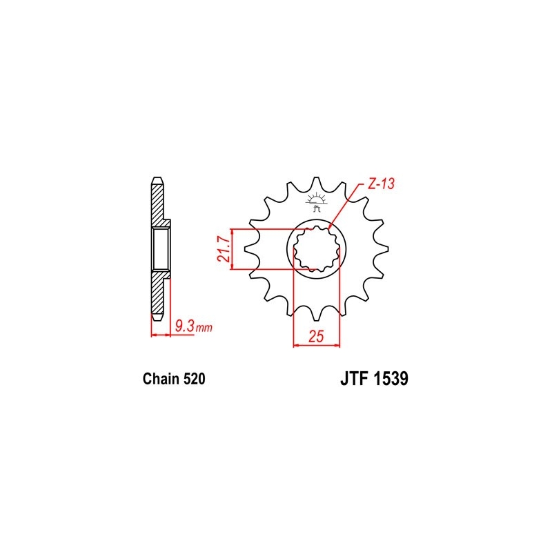 Ritzel JT 14T, 520 rubber cushioned