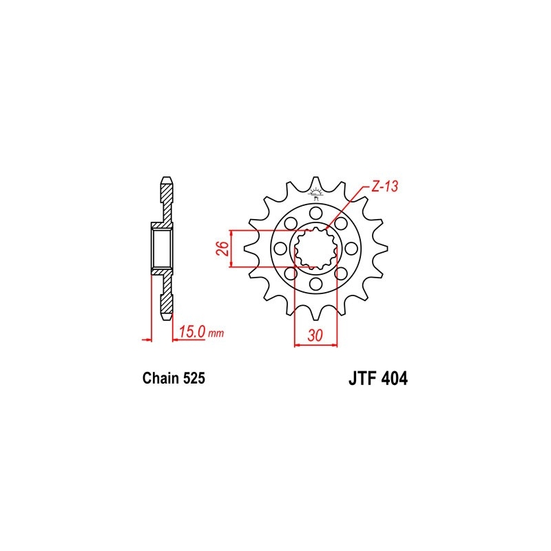 Ritzel JT 17T, 525 rubber cushioned