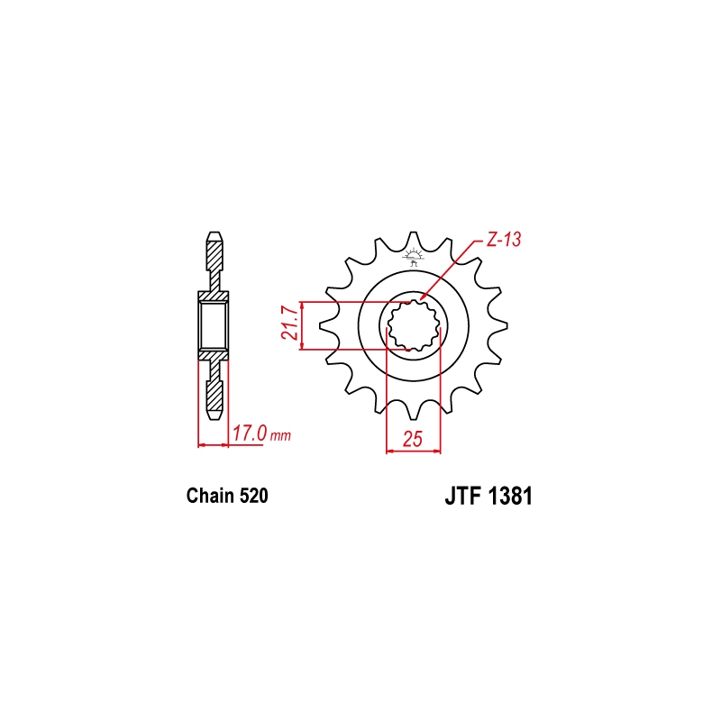 Ritzel JT 16T, 520 rubber cushioned