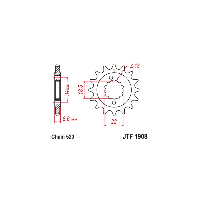 Ritzel JT 14T, 520