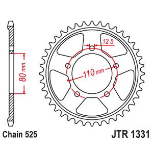 Ketten Rad JT JTR 1331-42ZBK 42T, nt((525) Zink schwarz