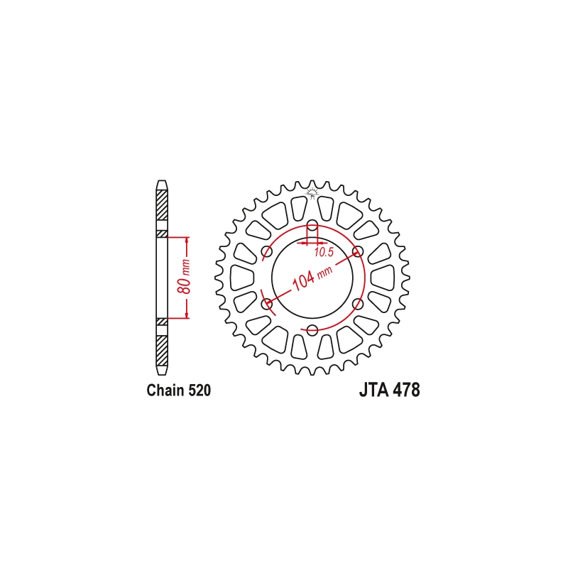 Aluminium-Ketten Rad JT 43T, 520 schwarz