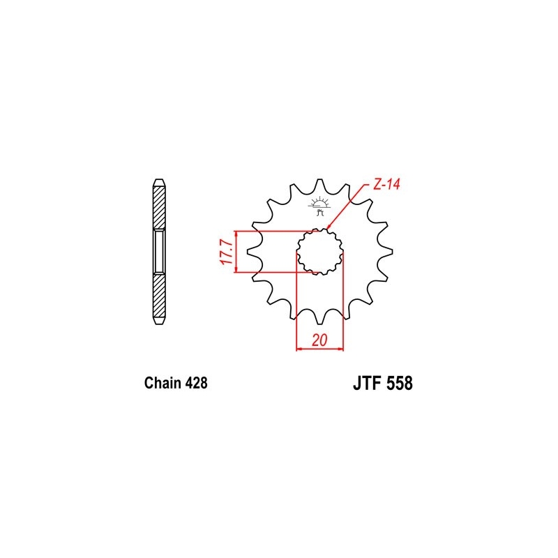 Ritzel JT 16T, 428 rubber cushioned