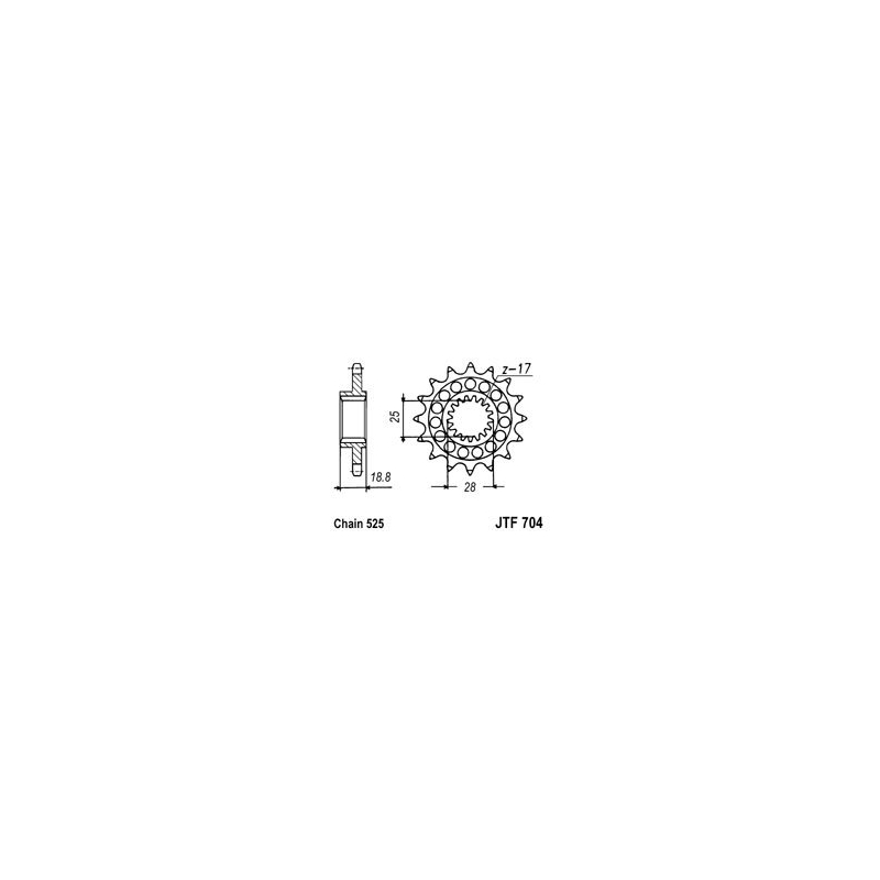 Ritzel JT 15T, 525 rubber cushioned