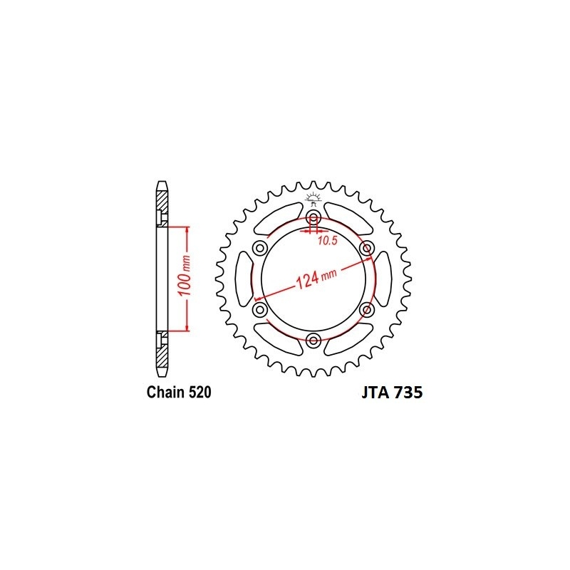 Aluminium-Ketten Rad JT 39T, 520 schwarz