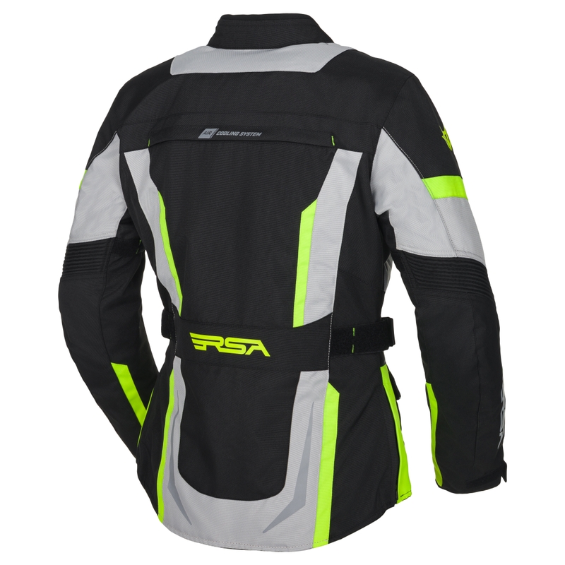 Damen-Motorradjacke RSA EXO 2 schwarz-grau-fluo gelb