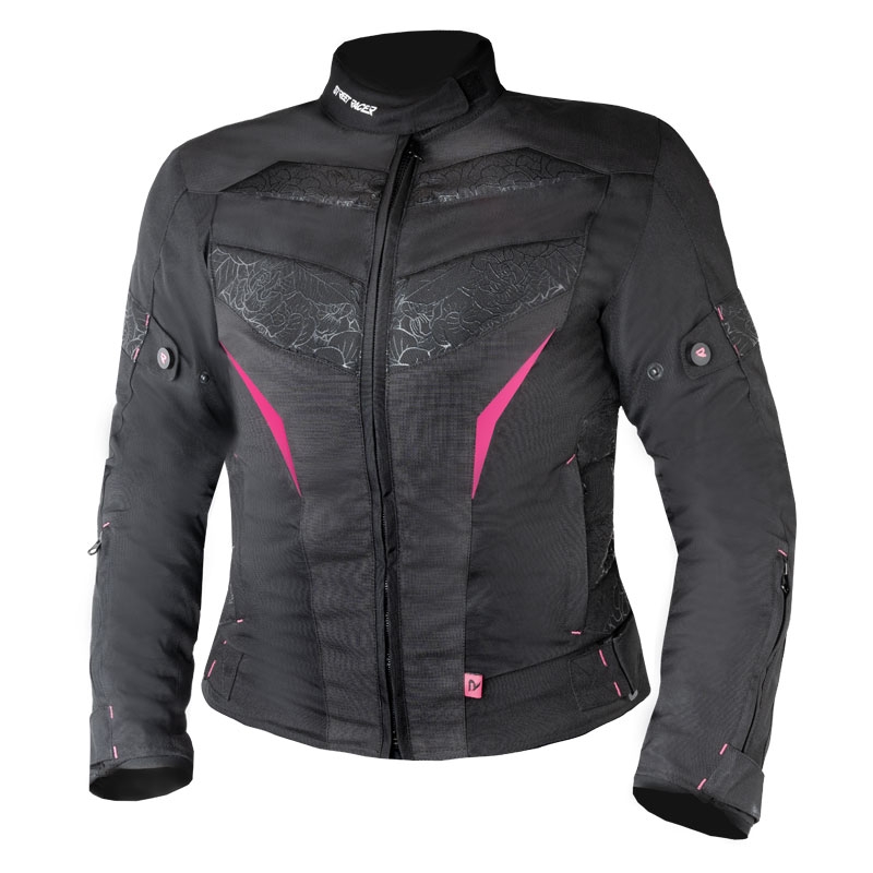 Damen-Motorradjacke Street Racer Rose schwarz-rosa