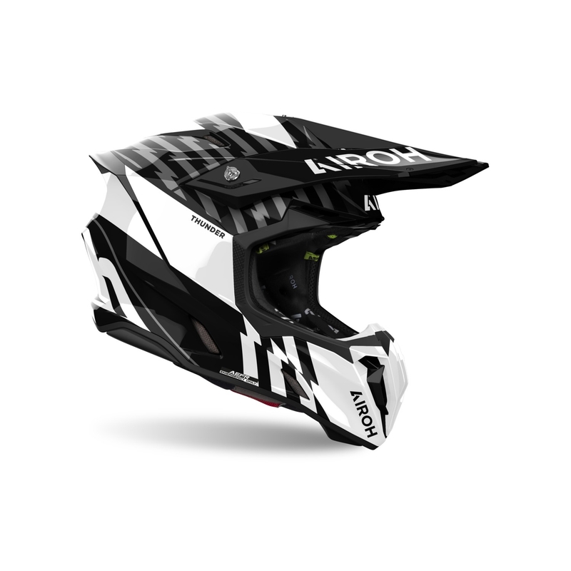Motocross-Helm Airoh Twist 3 Thunder glänzend schwarz-weiß