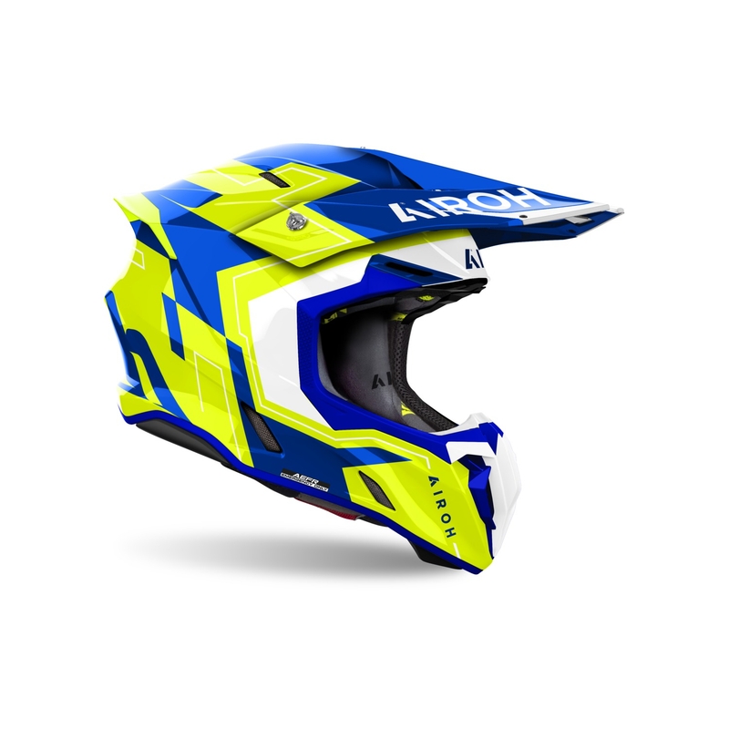 Motocross-Helm Airoh Twist 3 Dizzy glänzend blau-gelb