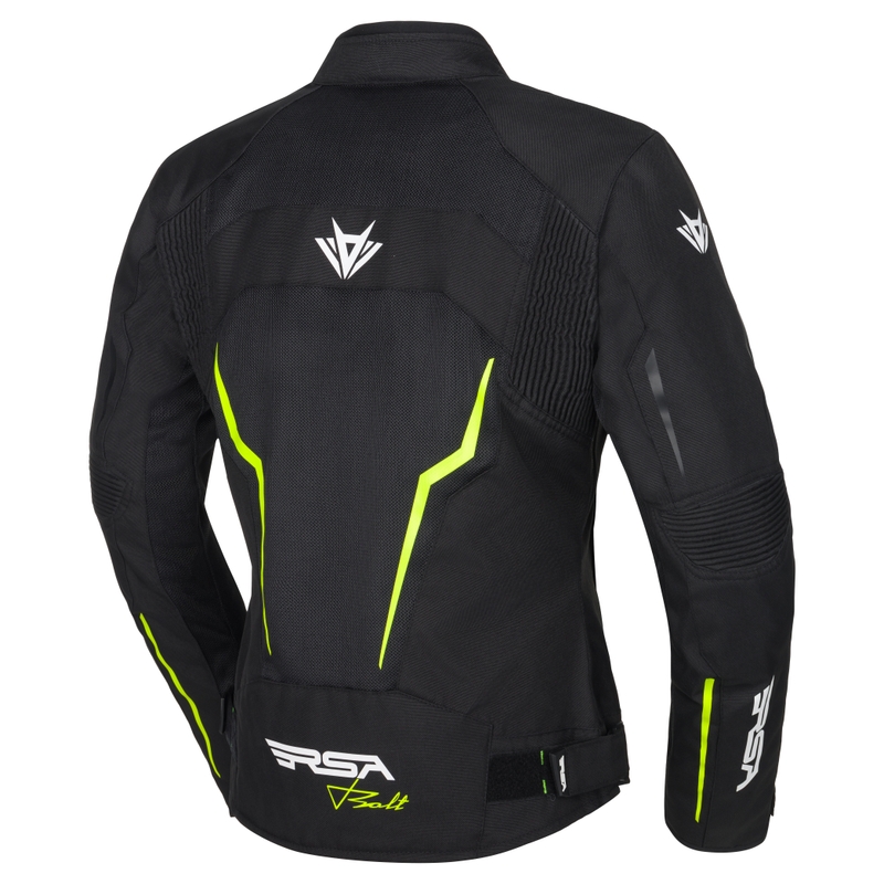 Damen RSA Bolt Schwarz-Weiß-Fluo Gelb Motorradjacke