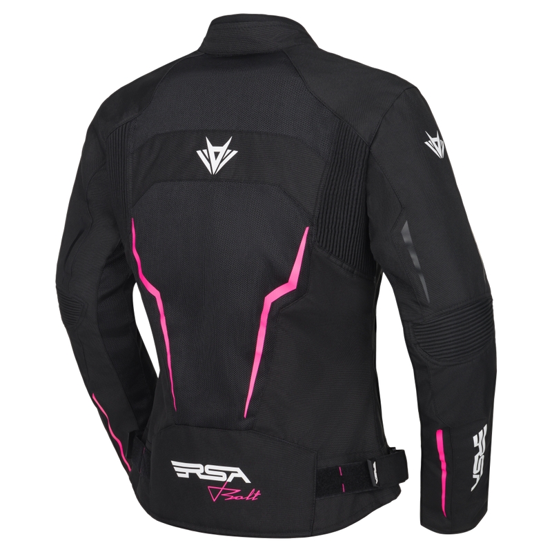 RSA Bolt Damen-Motorradjacke schwarz-weiß-rosa