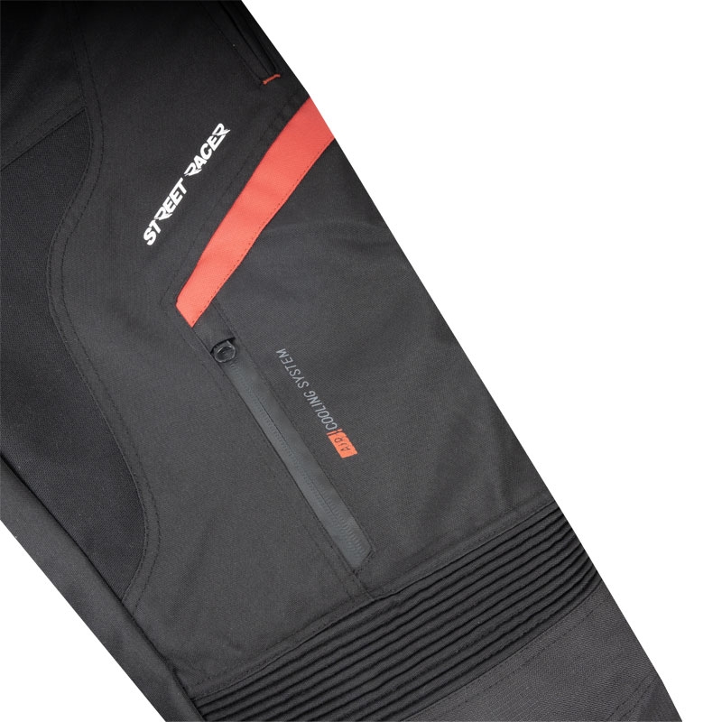Motorradhose Street Racer Vix schwarz-rot