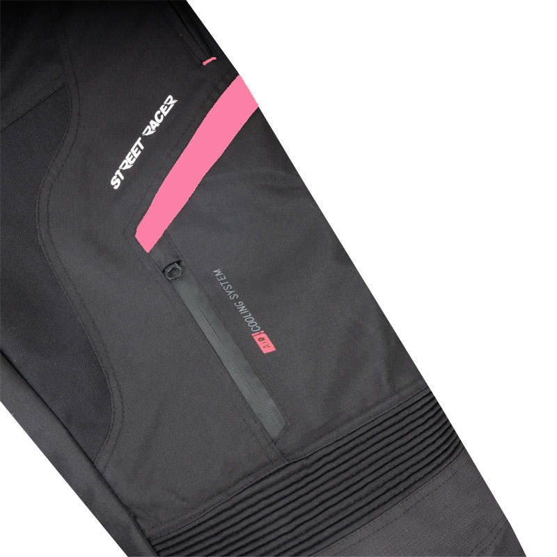 Damen Street Racer Vix Motorradhose schwarz-rosa