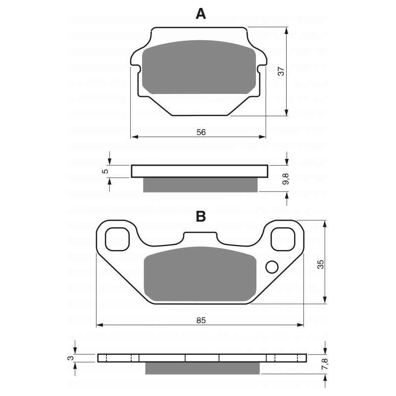 Bremsbeläge GOLDFREN S3 für ATV KAWASAKI KSF 250 Mojave 1987-2002, ATV KAWASAKI KEF 300 Lakota 1995-1999