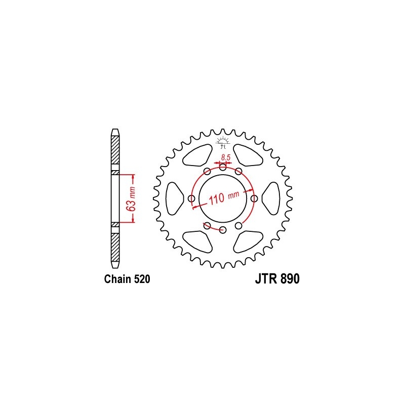 Ketten Rad JT 45T, 520 Black zinc