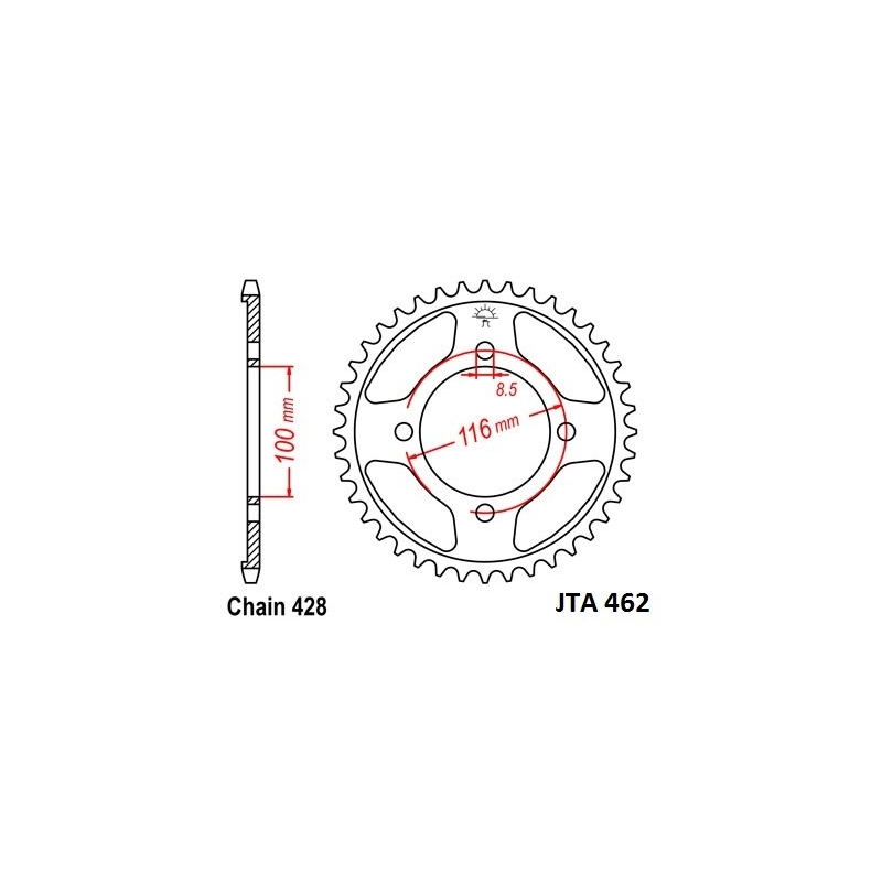 Aluminium-Ketten Rad JT 51T, 428
