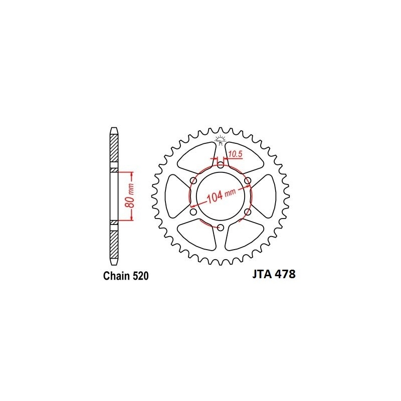 Aluminium-Ketten Rad JT 46T, 520