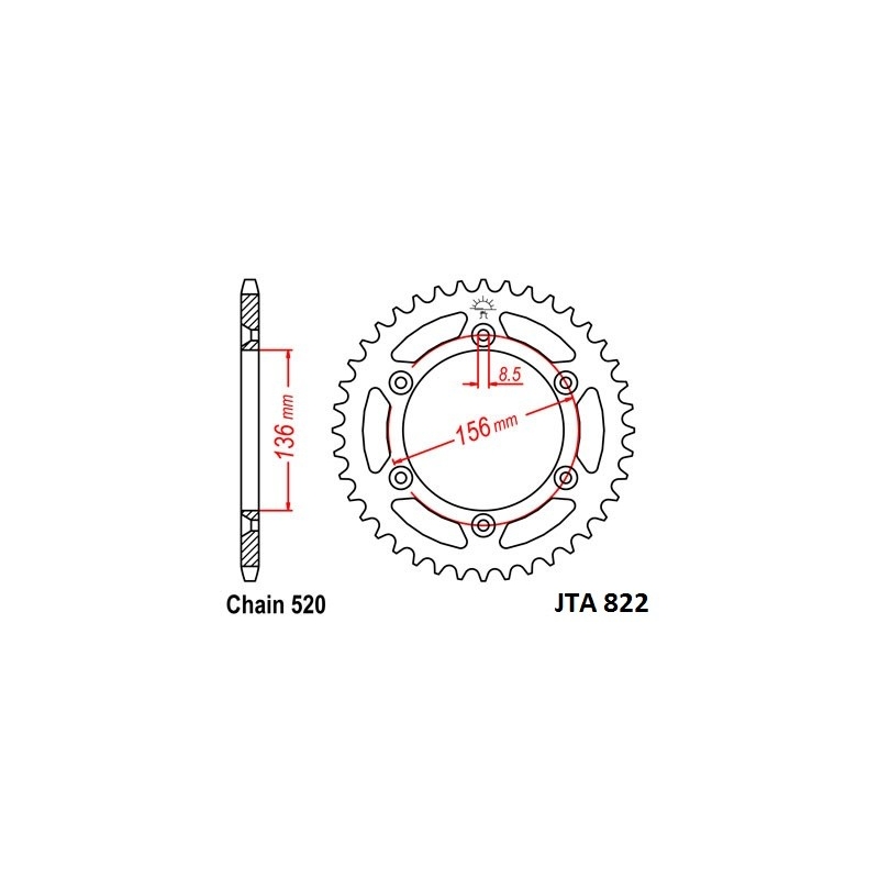 Aluminium-Ketten Rad JT 49T, 520