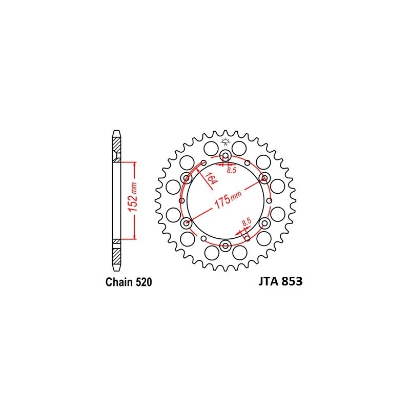 Aluminium-Ketten Rad JT 49T, 520