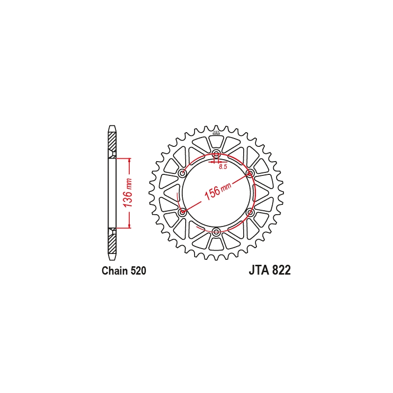 Aluminium-Ketten Rad JT 53T, 520
