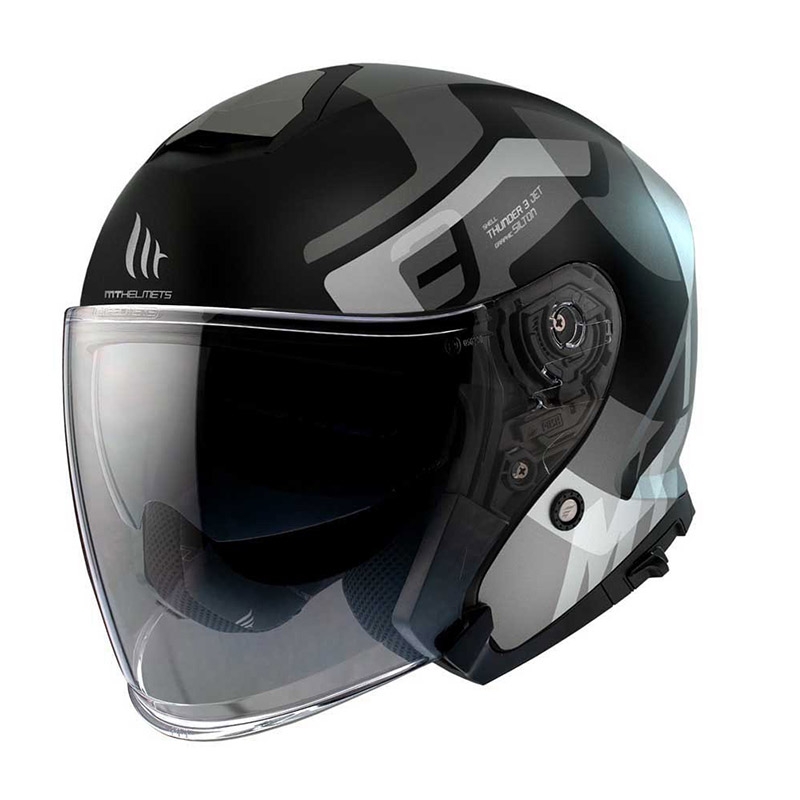MT Thunder 3 SV Jet Silton Schwarz-Grau Offener Motorradhelm Ausverkauf