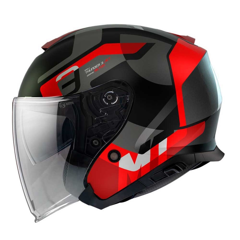 Offener Motorradhelm MT Thunder 3 SV Jet Silton B5 Schwarz-Grau-Rot Sale Ausverkauf