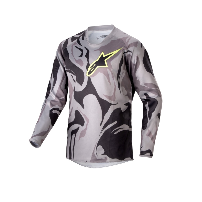 Kinder Motocross Jersey Alpinestars Racer Tactical 2024 schwarz camo-fluo gelb-schwarz