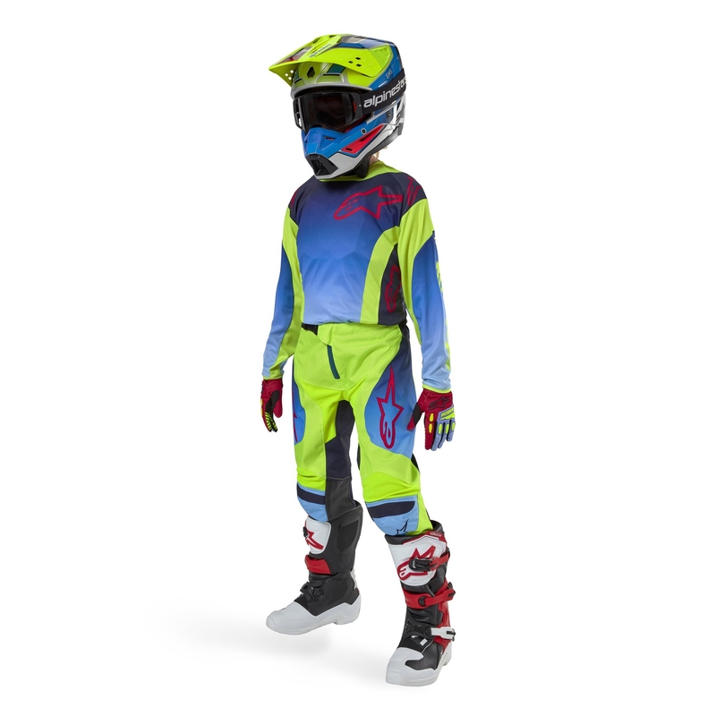 Alpinestars Racer Hoen Kinder Motocross Hose fluo gelb-blau-rot