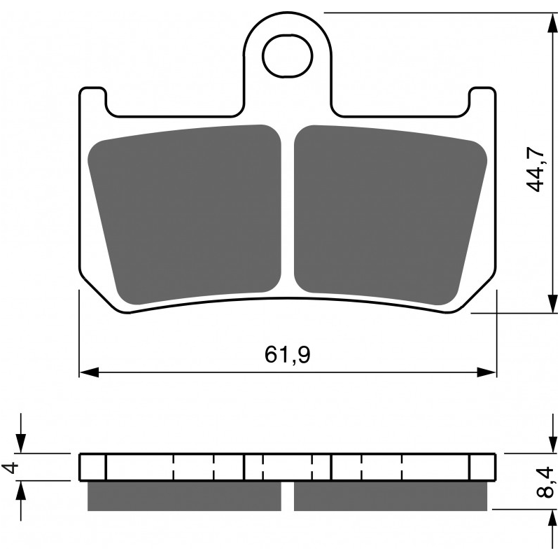 Bremsbeläge GOLDFREN GP6 (1 set = 2pcs small, 2pcs large)