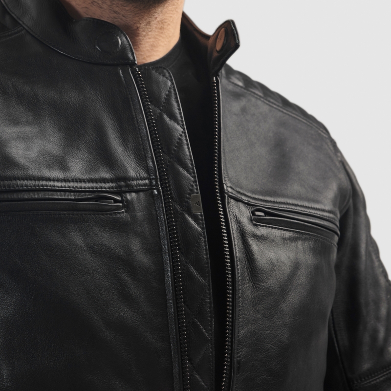 Leder-Motorradjacke Rebelhorn Hunter II schwarz