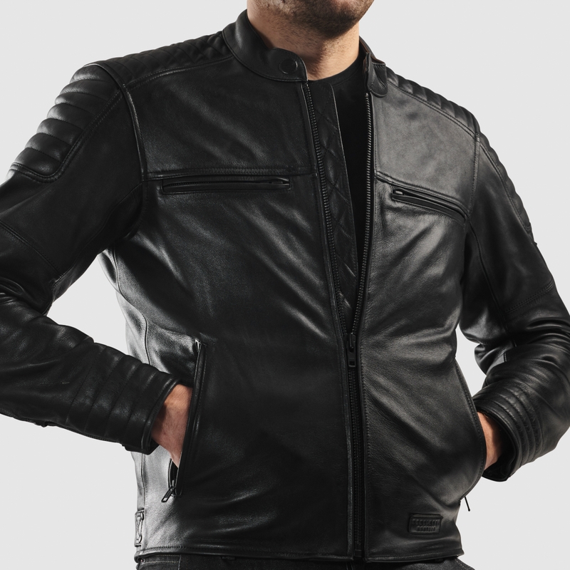 Leder-Motorradjacke Rebelhorn Hunter II schwarz