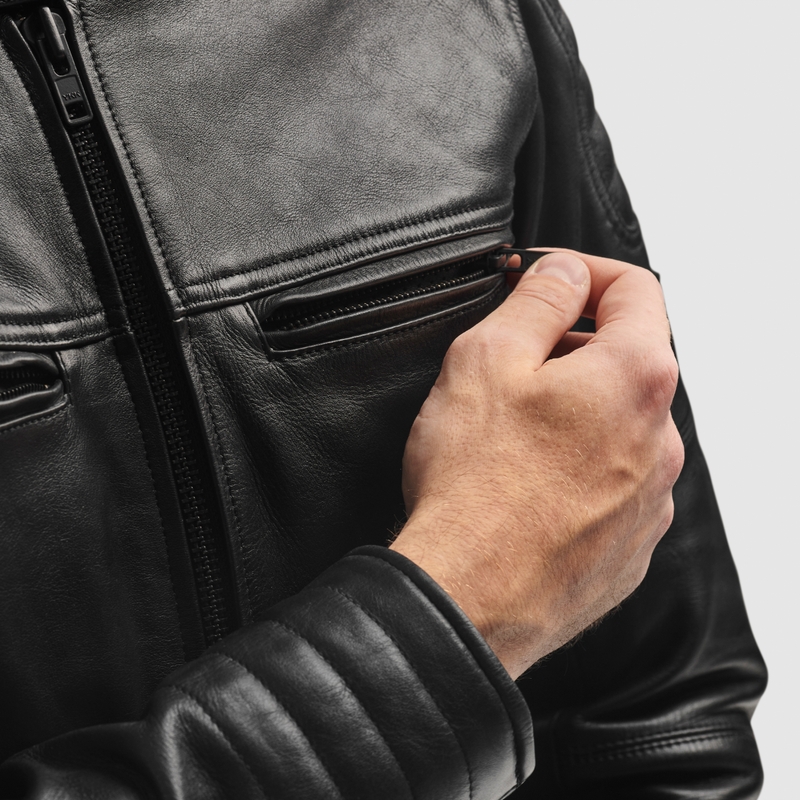 Leder-Motorradjacke Rebelhorn Hunter II schwarz