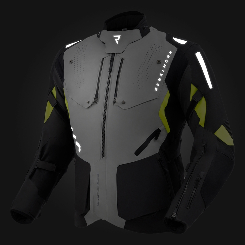 Rebelhorn Hiker IV Motorradjacke schwarz-grau-fluogelb